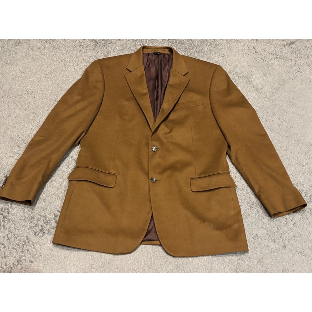 Lord & Taylor 100% Cashmere Blazer Mens 44L Brown Sport Coat Grant Thomas Jacket